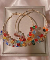 Oversize Gold Copper Overgild Crystal Hoop Earrings